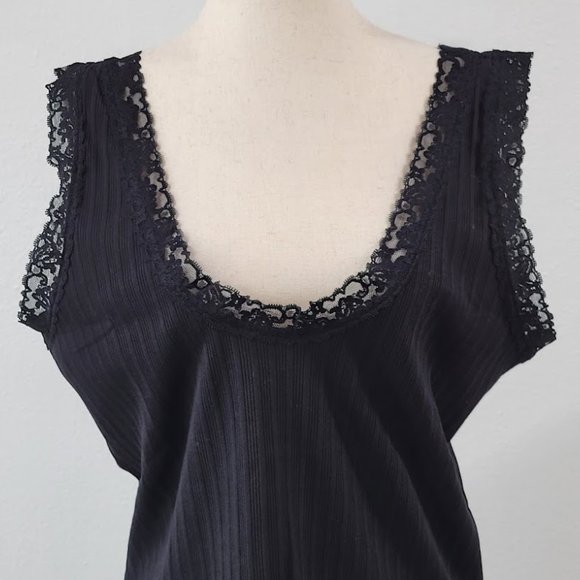 OUR HERITAGE rib knit tank top black SZ XL - Picture 2 of 8